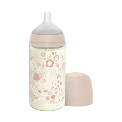 Suavinex Wonderland SX Pro Fles Glas - Medium Flow - 240ml - Roze 