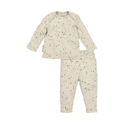 Meyco Baby Pyjama Rib - Maat 62/68 - Mini Spot Sand Melange