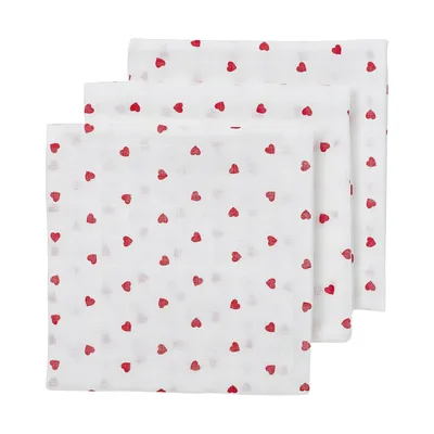 Meyco Baby Multidoek Hydrofiel Sweet Heart Red 70 x 70 cm 3-Pack