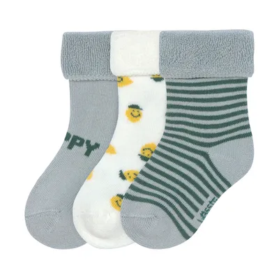 Lässig Terry Socks GOTS - 3-pack - Lemon Light Blue