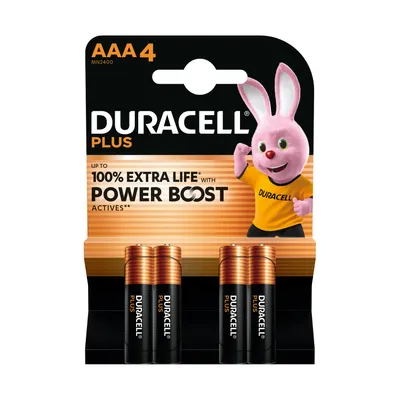 Duracell Plus Batterijen - Alkaline 100% – AAA 4‑Pack