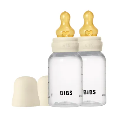 BIBS Fles - Slow Flow - 2 Pack - 150 ml - Latex - Ivory - Ronde Speen