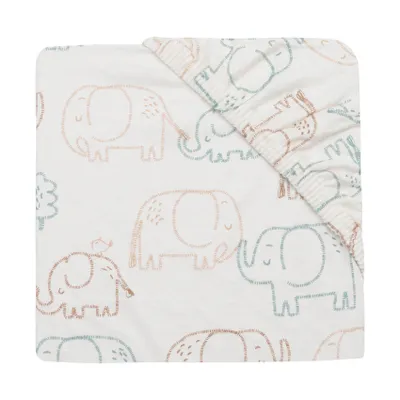 Jollein Hoeslaken Jersey 70/75x140/150cm - Elephant Tales