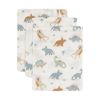Jollein Roarsome Washandje - 3 Pack - 15 x 20 cm - Hydrofiel