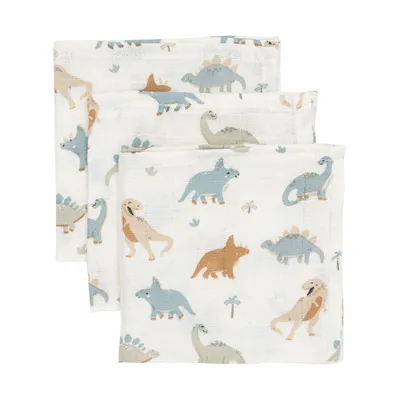 Jollein Roarsome Monddoekje - 3 Pack - 31 x 31 cm - Hydrofiel