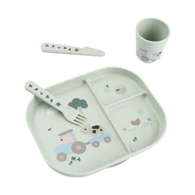 Done by Deer Foodie Dinerset met Zuignap - Tiny Farm - Groen