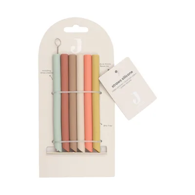 Jollein Siliconen Rietjes - Multicolour - 6-pack