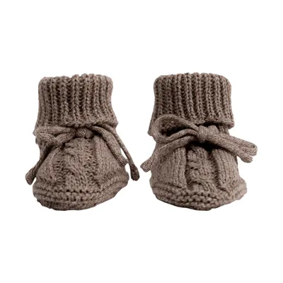 Lodger Slofjes Gebreid Met Kabel - 0-6 mnd