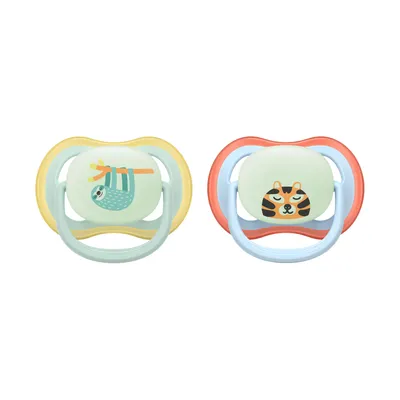 Philips Avent Ultra Air Fopspeen - 0-6 Mnd - 2 Stuks - Plant-based - Glow In The Dark