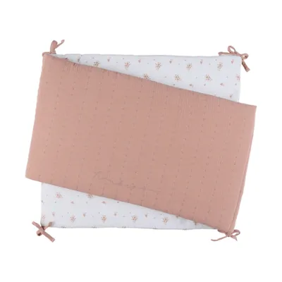 Noukie's Box/Bedbumper - Vintage Flowers - Roze