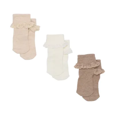 BD Collection Sokjes Kant - 3 Paar - Multi Beige
