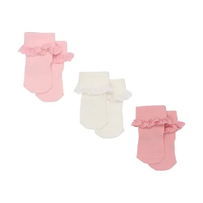 BD Collection Sokjes Kant - 3 Paar - Multi Pink
