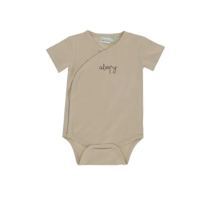Babylook Romper Overslag Korte Mouw - Maat 56 - Oyster Gray 