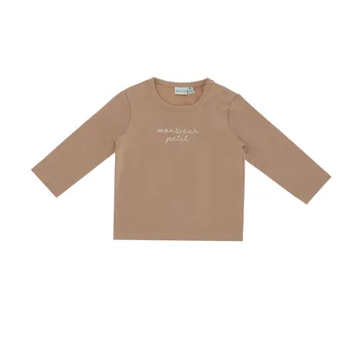 Babylook T-Shirt Monsieur Petit - Maat 62 - Warm Taupe 