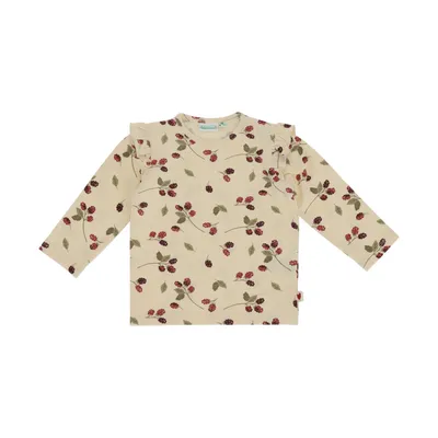 Babylook Berry T-shirt Lange Mouw Met Ruches - Buttercream