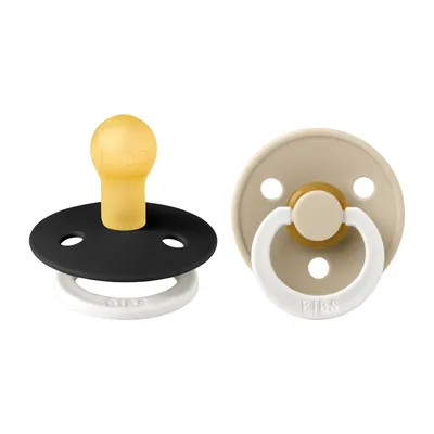 BiBs Glow In The Dark Fopspeen - Rond - 2 Stuks - 0-6 Mnd - Black/Vanilla