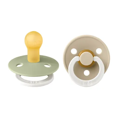 BiBs Glow In The Dark Fopspeen - Rond - 2 Stuks - 0-6 Mnd - Sage/Vanilla