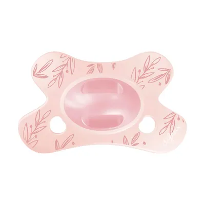 Difrax Natural Fopspeen - 0-6 Mnd - Soft Pink Leafs