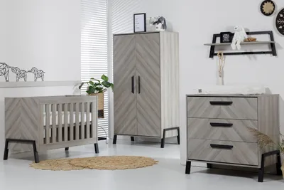 TWF Ledikant 70 x 140 Incl. Juniorzijden - Commode - Hanglegkast Havana
