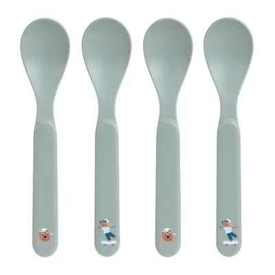 Lässig Tiny Team Dog Lepels - 4 Stuks - PP/Cellulose - Blauw