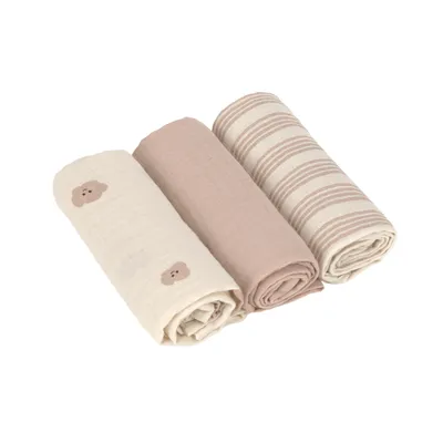 Lässig Tiny Team Swaddle & Burp Doeken - 3 Stuks - 60 x 60 cm - Mushroom 