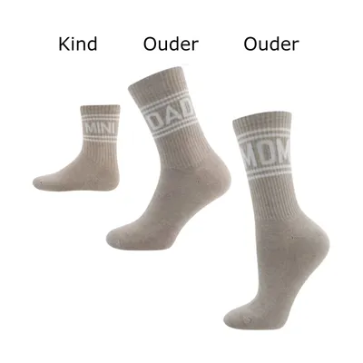 Ewers Tennissokken Set Kind en Ouders - Tekst - Beige