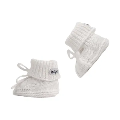Lodger Gebreide Slofjes Met Kabel - Maat 0-6 Mnd - Cloud Dancer 