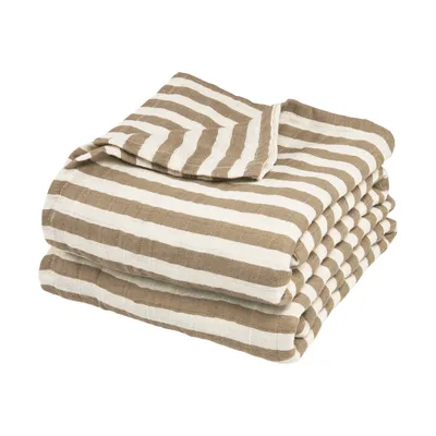 Meyco Baby Fat Stripe Hydrofiele Doeken - 2 Stuks - 120x120 cm - Taupe