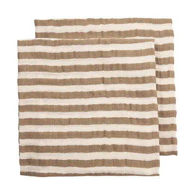 Meyco Baby Fat Stripe Hydrofiele Doeken - 2 stuks - 70x70 cm - Taupe