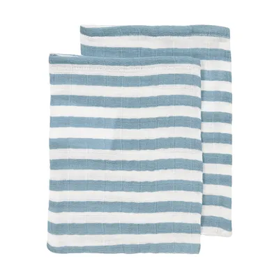 Meyco Baby Fat Stripe Washandjes - 2 Stuks - Pre-washed Hydrofiel - Jeans Blue