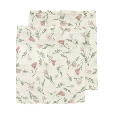 Meyco Baby Flower Washandjes - 2 Stuks - Pre-washed Hydrofiel - Multicolour