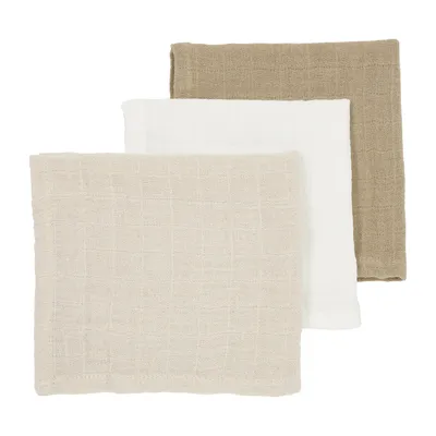 Meyco Monddoek tetra Pre-Washed Uni Offwhite/Soft Sand/Taupe 30 x 30 cm 3-Pack