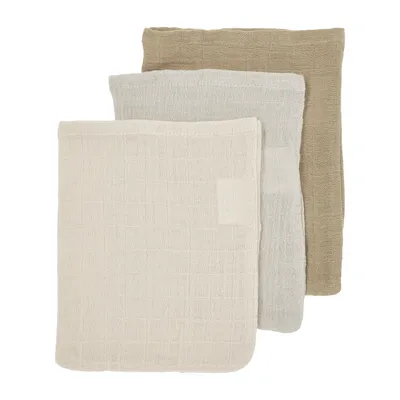 Meyco Uni Washand - Hydrofiel Pre-Washed - 3-Pack - Offwhite/Soft Sand/Taupe