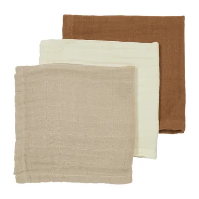 Meyco Monddoek tetra Pre-Washed Uni Offwhite/Sand/Toffee 30 x 30 cm 3-Pack