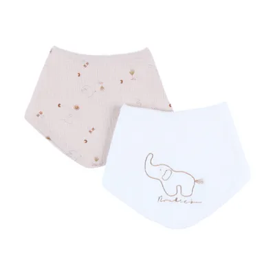 Noukie's B&M Set 2 Bandana Slabbetjes – Badstof & Katoen – Bali, Geluksduiven