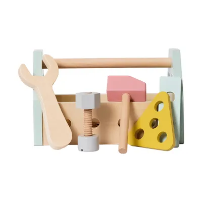 Phoohi Houten Gereedschapskist - 14 delig - Pastelkleur