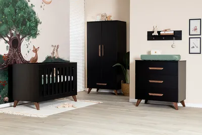 TWF Ledikant 60 x 120 - Commode 3 Laden Modena Walnoot