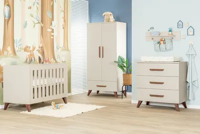 TWF Ledikant 70 x 140 - Commode 3 Laden - Hanglegkast 2 Deuren 1 Lade Salerno Walnoot