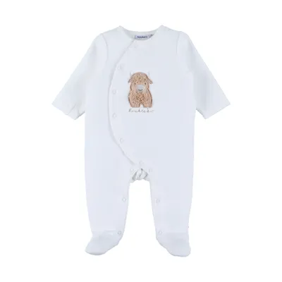 Noukie's F&O Pyjama Met Borduursel - Velours - Wit
