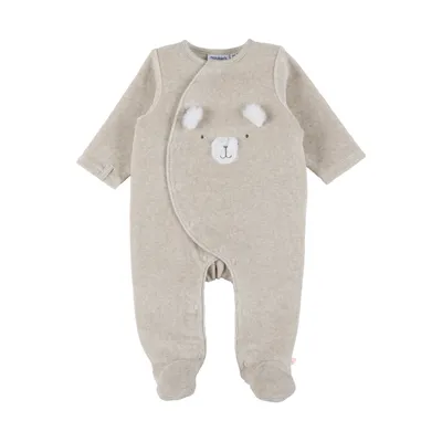 Noukie's F&O Pyjama Met Borduursel - Velours - Beige