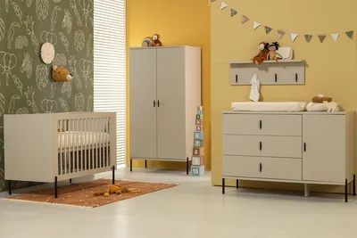 TWF Ledikant 60 x 120 - Commode XL 3 Laden 1 Deur Waves Clay