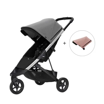 Thule Spring Buggy - Black/Grey Melange Incl. Extra Zonnekap