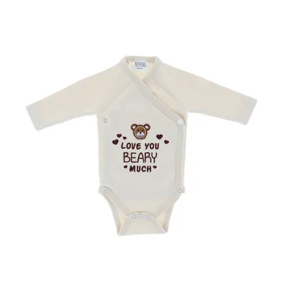 VIB Love You BEARY Much Overslag Romper - 0-3 Mnd - Beige 