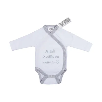 VIB Romper - Je suis le câlin de maman - Wit/Grijs