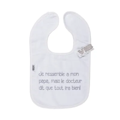 VIB Slabbetje - Je ressemble à mon papa - Wit/Grijs