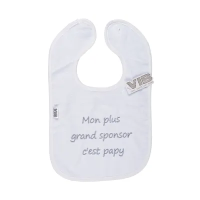 VIB Slabbetje - Mon plus grand sponsor c'est papy - Wit/Grijs