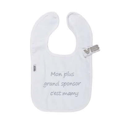 VIB Slabbetje - Mon plus grand sponsor c'est mamy - Wit/Grijs