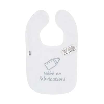 VIB Slabbetje - Bébé en fabrication! - Wit/Grijs