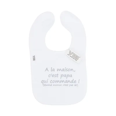 VIB Slabbetje - A la maison, c'est papa qui commande! - Wit/Grijs