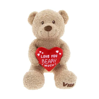 VIB Pluche Teddy Beer Met Hart Zittend - 35 cm - Beige